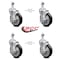 Service Caster 5 Inch Black Polyurethane Swivel 12mm Threaded Stem Caster Set with Brake SCC-TS20S514-PPUB-BLK-TLB-M1215-4 - alternate 1